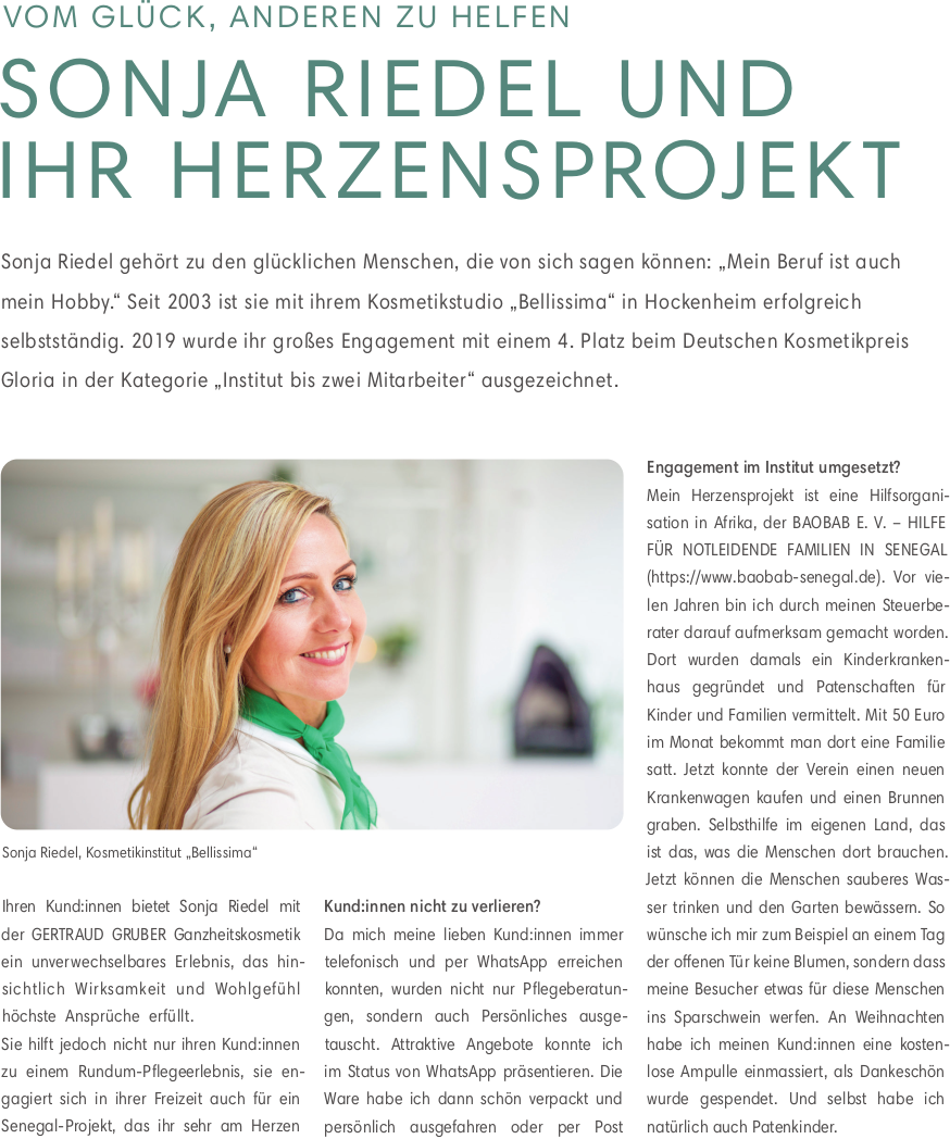 Sonja Riedel im Interview mit Gertraud Gruber Kosmetik